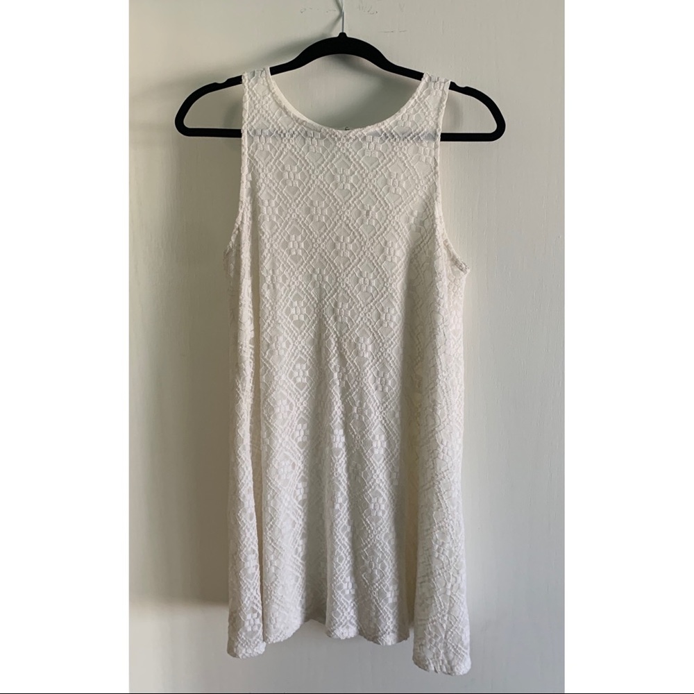 White Geometric Lace Dress